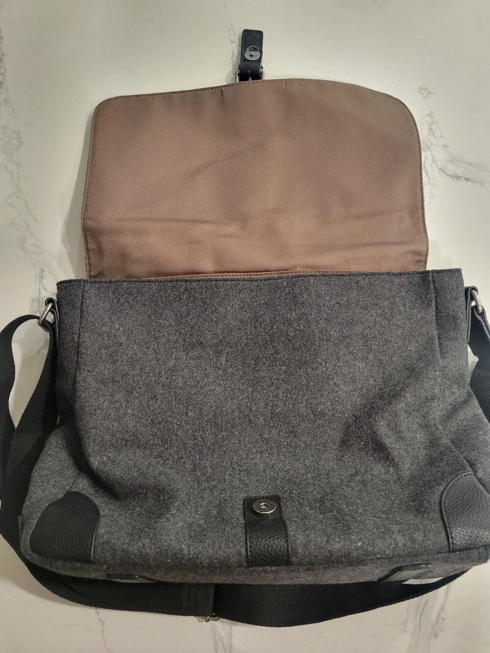 Pottery Barn Grey Wool Blend Unisex Messenger Bag/backpack/travel Bag